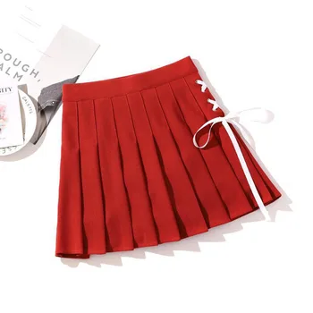 Kpop Høj Talje Bue Lac-op Mini Nederdel Kvinder Summer Harajuku-En-linje Over Knæet Nederdele Shoolgirl Streetwear Tøj