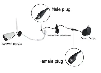 CCTV Kamera forlængerkabel 10 M 32.8 FT Lang Hvid Sort Netledningen Kabel-5,5 mm*2.1 mm Til LED Strip Carmer Printeren Pumpe