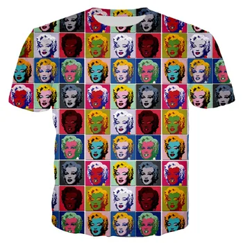 Uno-x Girl 2018 Sommeren Unisex Marilyn Monroe Pop Art Ansigt Collage Tshirt For Mænd Kort Ærme O-neck T-shirt, Toppe Tee