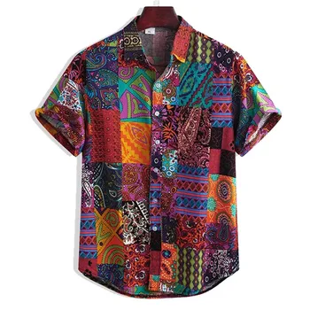 Hawaiian Mænd Shirts Farverig Sommer Kort Ærme Løs Knapper Hawaii Mænd Tøj Afslappet Skjorte Bluse Camisas Para Hombre