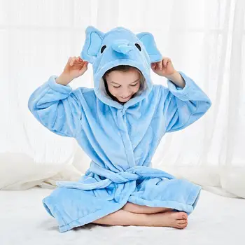 LZH Toddler Drenge Børn Piger Pyjamas Tegnefilm for Børn Robe Flannel Baby Morgenkåbe Lange Ærmer Hætteklædte Kids Søde Dyr Badekåbe