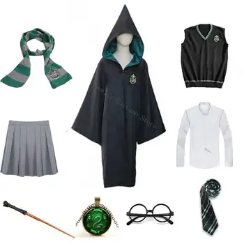 Piger, Kvinder Magi Skole Uniform Godric Hermione Kappe Kappe Part, Cosplay Og Nederdel, Tørklæde Wand Kids Halloween Kostume Voksen