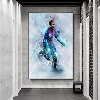 Abstrakt Akvarel fodboldstjerne lionel Messi Plakat Print på Lærred Maleri Plakater Væg Kunst, Billeder, Soveværelse Dekoration