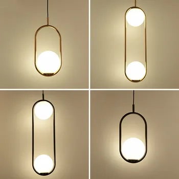 Nordisk Minimalisme Glas Globe Led Pendel Spisestue 1-Lys 2-Lys Plade Metal Pendel Pendel Suspendere Lampe