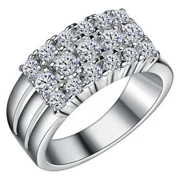 Cellacity Tredobbelt række Ametyst Ring for Kvinder AAAAA Zircon Sølv 925 Smykker Runde Sten af Høj Kvalitet Kvindelige Part Smykker