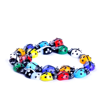 19pcs/string farver blandet mariehøne form mønster perler lampwork glas glas perler til armbånd, halskæde DIY smykker at gøre