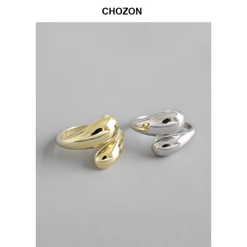 Koreanere S925 sterling sølv ring minimalisme poleret høj kvalitet dråbe vand åbning kvinder ring temperament sølv ring