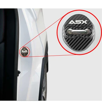 Carbon fiber mønster Bil dørlås Beskyttende Cover Tilfældet For Mitsubishi Asx Bil Logo 10 2017 Emblemer Auto Tilbehør
