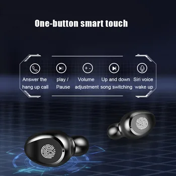 F9-2 TWS Bluetooth-5.0 Trådløse Høretelefoner, Mini HIFI støjreduktion I-øret Stereo Headset-Touch Kontrol-LED Display Hovedtelefon