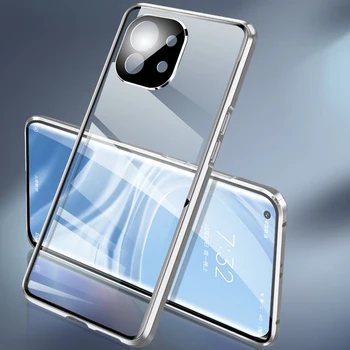 Xiaomi Mi-11 Dobbelt-sidet glas Magnetiske tilfældet for Xiaomi Mi 11 5G Luksus metal Bumper 360 Full Body Linse Beskyttelse Telefonen Sag