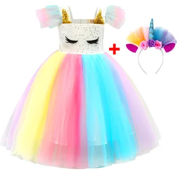 Baby Piger Rainbow Unicorn Jul Brithday Paillet Tutu Kjoler, Tøj, Børn, Børn, Prinsesse Party Lille Pony Tøj