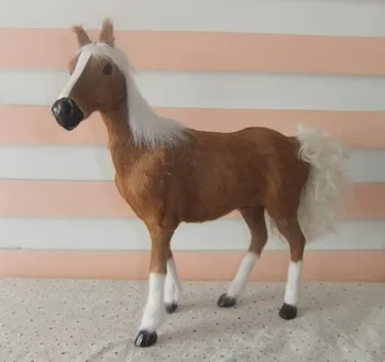 Dejlig simulering brun hest toy pels& polyethylen hest model hest dukke gave om 28x25cm 1977