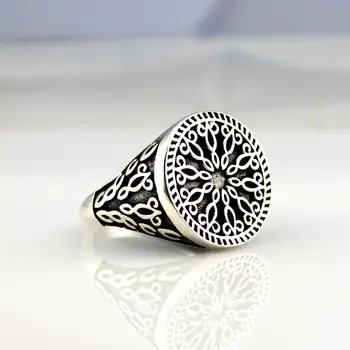 925 Sterling Sterling Sølv Ring for Mænd Smykker mode vintage Gave Onyx Aqeq Herre Ringe Alle Størrelse (i tyrkiet)