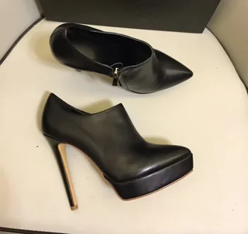 Høj kvalitet, brand design ægte læder ankel støvler Fahion kvinder høje hæle sko Smarte korte støvler kvinder EU35-41 BY607