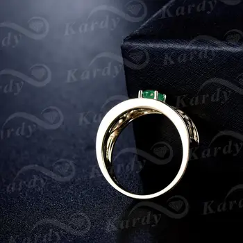 Fantastiske Ægte Naturlig Columbia Oval Smaragd Skæres Massivt 14K Gul Guld Bryllup Engagement Band Ring for Kvinder