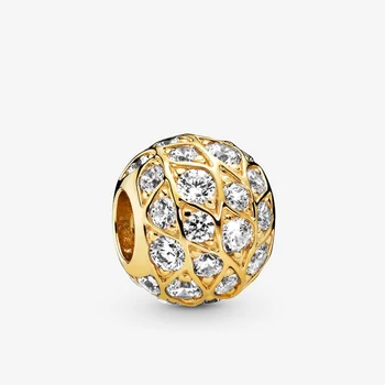 Autentisk 925 Sterling Sølv Perler Golden Bane Charms Vedhæng passer Oprindelige Pan Armbånd til Kvinder DIY Smykker