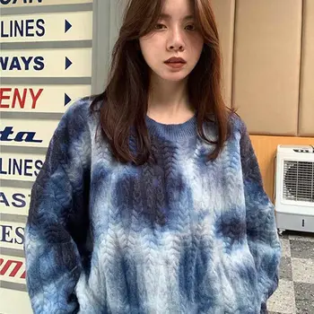 Casual-Strikkede Sweater Kvinder Efteråret Patchwork Oversize Pullover Sweater Kvinder High Street Streetwear Koreanske Sweater Kvinder I 2020