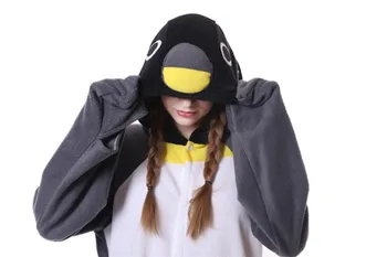 HKSNG Nye Voksne Dyr Grå Penguin Onesie Kigurumi Pyjamas Grå Tegnefilm Fleece Kostumer Jumpsuits Julegave Til Kvinder, Mænd