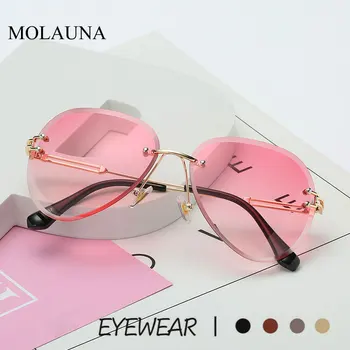 2020 Nye Brand Design Vintage Uindfattede Pilot Solbriller Kvinder Retro Skære Gradient Linse solbriller Til Kvinder Oculos UV400