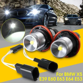 2stk 10W/pc ' er Hvid 6000K LED Angel Eyes Halo Ring Lampe Pærer Markør For BMW E39 X5 E60 E63, E64 E53 Forlygte Fejl Gratis