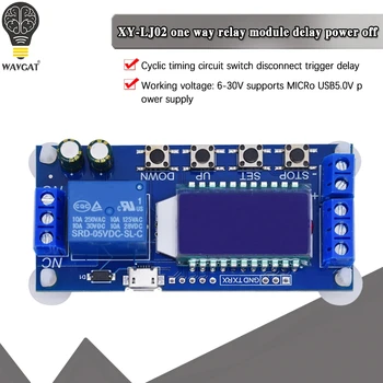 WAVGAT Micro USB Digital LCD-Display Time Delay Relæ Modul DC 6-30V Kontrol Multifunktions Timer Switch Udløse Cyklus XY-LJ02