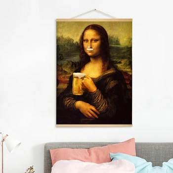Abstrakt Lærred Maleri Mona Lisa Øl Plakater og Prints for at Leve Væggens Billeder Moderne Hjem De