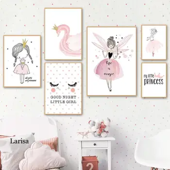 Nordisk Kunst Plakat Pink Kids Room Decor Børnehave Lærred Maleri Print modulære Billeder Uden Ramme Baby Girl Room Decor Væg Kunst