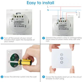Jinvoo Smart Gardin Skifte til rulleskodde Elektrisk motor Google Startside Alexa Echo stemmestyring DIY Smart Home