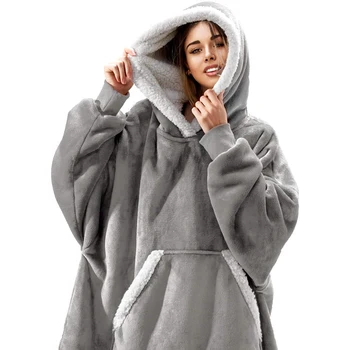 Kvinder Overdimensionerede Hoodie Sweatshirt Fleece Vinter Giant Bærbare Tæppe Med Ærmer Hættetrøjer Sved Kvinder Tøj Moletom Feminino