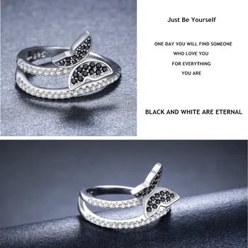 [BLACK AWN] Søde 925 Sterling Sølv Smykker, Sort Spinel Elegante Butterfly forlovelsesringe for Kvinder Zircon Finger Ring G059