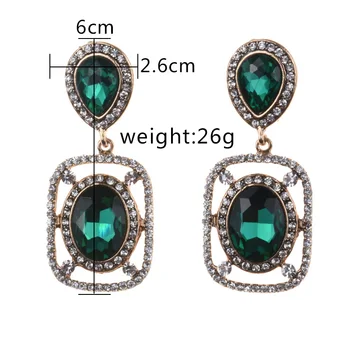 PPG&PGG Statement Halskæde Grønne Glas, guld kæde krystal brude smykker sæt, Vintage perle Bijoux Tilbehør