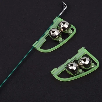 10stk Fluorescerende fiskestang Pole Tip Clip Twin Bell en Alarm Ring lyser I Mørke fiskegrej Max Tilbehør Værktøj