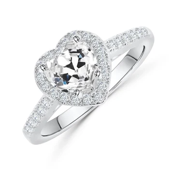 Knobspin Luksus 925 Sterling Sølv Bryllup Hjerte Ringe Til Kvinder Med Højt Kulstofindhold Diamant Jubilæum Gave Fine Smykker