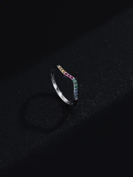 GOMAYA Dråbe Vand Ægte 925 Sterling Sølv Fingerringe For Kvinder Farverige Klare Cubic Zirconia Ring Fine Smykker
