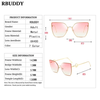 RBUDDY Metal cat ' s eye Solbriller Kvinder Gradient Overdimensionerede Briller Vintage Brand Designer dame Solbriller lunette soleil okulary