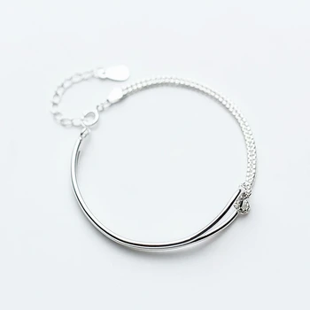 925 Sterling Sølv Minimalistisk Dobbelt Lag Kæde Link armbånd & Armbånd til Kvinder, Børn Piger Smykker S2226