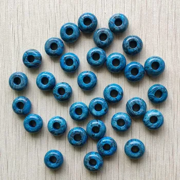 Ny mode god kvalitet natursten blå agater runde kæmpe hul Charms 8x14mm perler Til Armbånd 50stk/masse engros