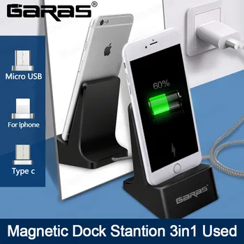 GARAS Dock Station,Magnet-Desktop/Micro USB/Type c opladning station Til Android/iphone Dock Station Magnetiske Kabel Dock Desktop