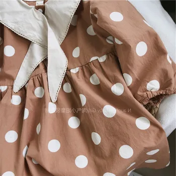 Mihkalev Søde baby pige kjole foråret 2020 Polka dot børnetøj piger langærmet kjole til børn bomuld tøj 2T