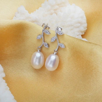 FENASY Naturlige Perle øreringe af Perle Smykker Choker for Kvinder Afslappet Stil 2017 Smykker 8-9mm Perle Charm Bohemia øreringe