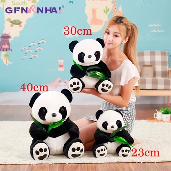 1pc 23/30/40cm stor størrelse Søde Panda Med Bambus blade Plys legetøj Fyldte bløde Dyr Panda pude dukker Dejlige Baby Legetøj