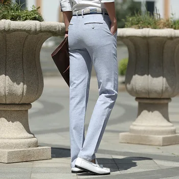 Mænd ' s 2020 Foråret Enkel, lys grå Business Slim fit Afslappet Jakkesæt Bukser Mode Brand Tøj man Lige Bomuld Bukser