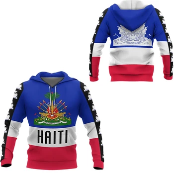 Tessffel Land Flag, Emblem Caribiske Hav Ø Haiti Retro Pullover Mænd/Kvinder Træningsdragt Jakke 3Dprint Streetwear Hættetrøjer A-4