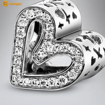 Volayer S925 Sølv Perler, Funklende Sølv Freehand Hjerte Charms passer Oprindelige Pandora Armbånd til Kvinder smykkefremstilling