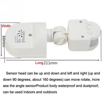 LED Motion Sensor 110V 220V Automatisk Infrarød-PIR bevægelsessensor vægbeslag Timer Udendørs Sensor Lys Skifte