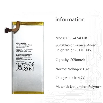 Batteri til Huawei Ascend P6 U06 G6 Oprindelige Orange Gova P7 Mini HB3742A0EBC