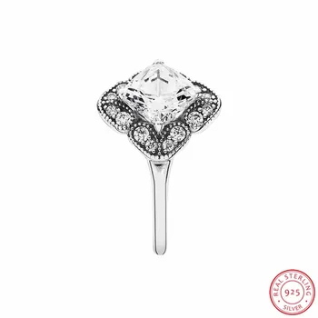 Ægte 925 Sterling Sølv Crystalized Blomster Fancy Ringe til Kvinder Smykker Har Cushion-cut CZ & Flere Funklende CZ FLR059