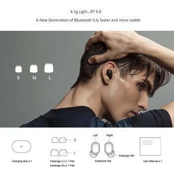 Original Xiaomi Redmi AirDots In-Ear Bluetooth-5.0 TWS Trådløse Hovedtelefon Stereo Bas Håndfri sæt Øretelefoner Med Mikrofon AI voice Control