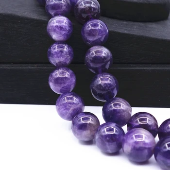 Gratis Fragt Kvalitet natursten Lilla Ametyst Krystaller Rundt Løse Perler 15