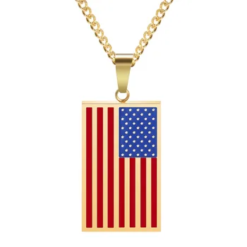 AMERIKANSKE Flag, Halskæder & Vedhæng-Guld Farve Rustfrit Stål USA Amerikansk Kæde For Mænd/Kvinder Gave NIBA Mærke Hot Mode Smykker